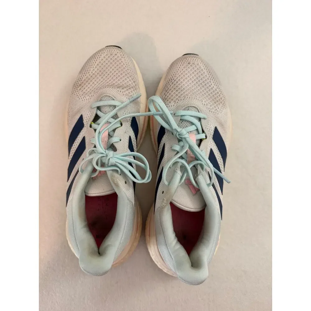 Adidas Woman's Solarglide 5 Running Shoes Cloud White Wonder Steel Beam Pink 8.5